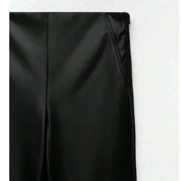 Zara Black flare faux leather pants leggings size S - Picture 4 of 9